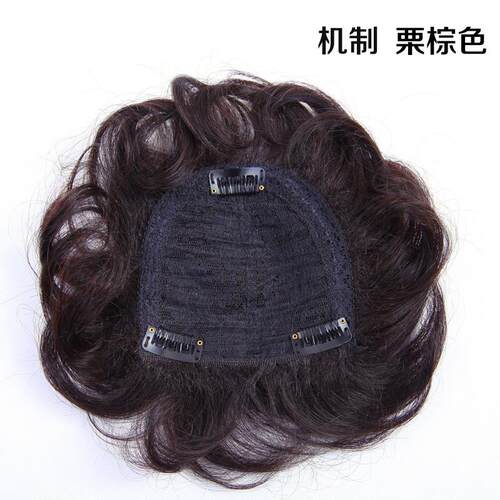 新款块真发头顶补发片女遮发薄隐形无白痕发假刘海假轻发片中老年