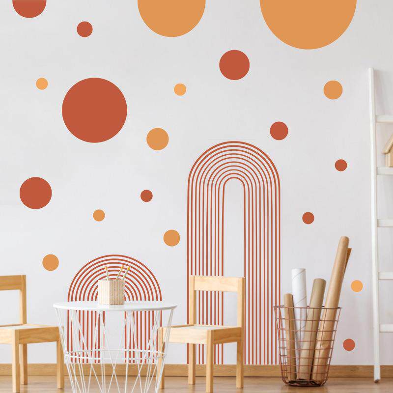 跨境boho拱门客厅沙发背景装饰墙贴波西米亚几何线条贴纸PVC墙纸