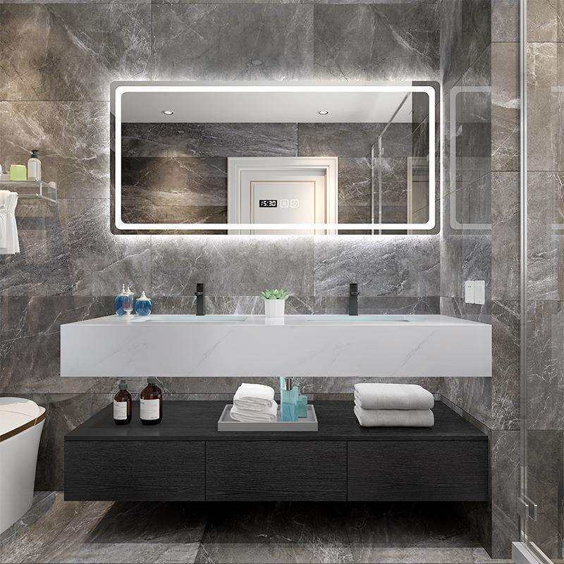 厂家新款酒店公寓浴室柜简约镜柜岩板人造石洗漱台多款尺寸可选