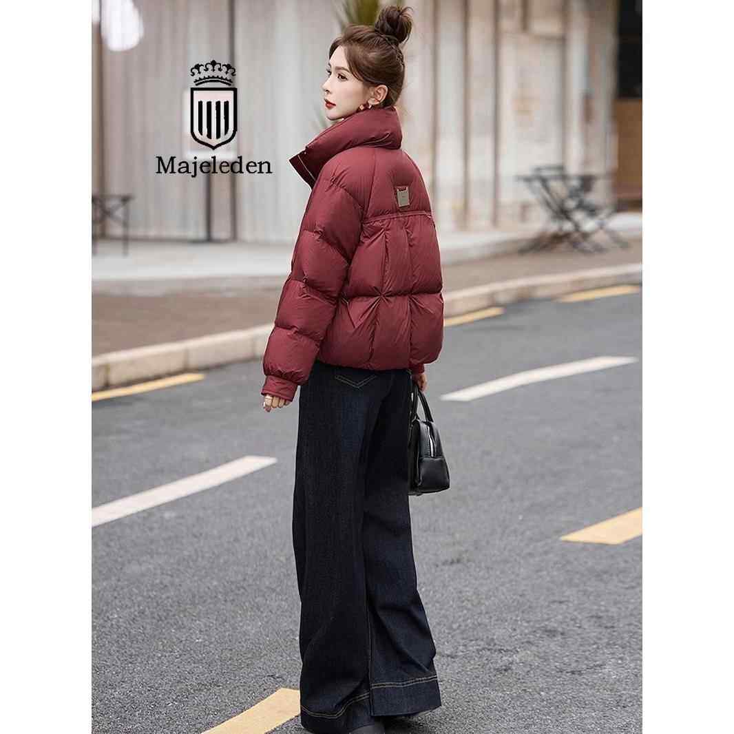 正品2025冬季新款安哥拉红羽绒服女短款宽松大码小个子保暖外套