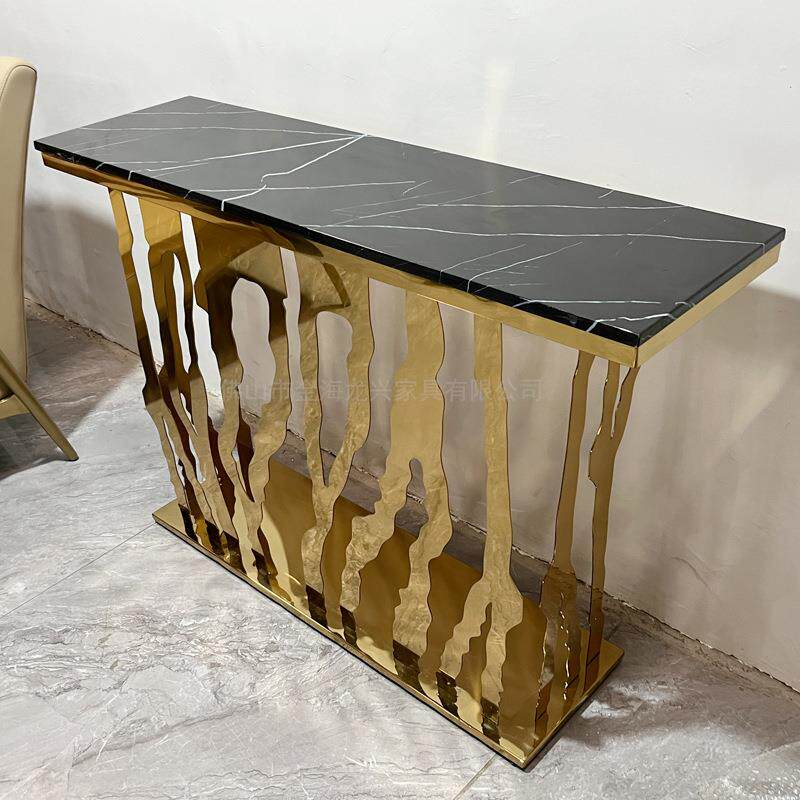 意式轻奢不锈钢玄关桌靠墙入户条案现代简约大理石奢石玄关台