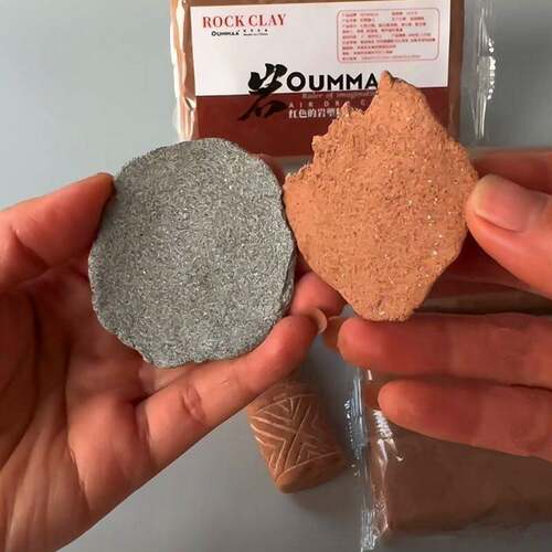 欧玛红色岩塑粘土石头粘土diy爆款手工制作材料自然风干千纸鹤