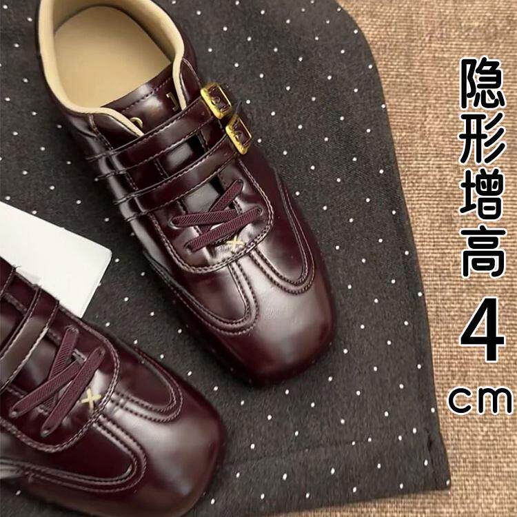 香港真皮内增高勃肯德训鞋女2026春夏季新款魔术贴小皮鞋休闲单鞋
