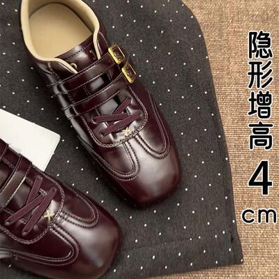 香港真皮内增高勃肯德训鞋女2026春夏季新款魔术贴小皮鞋休闲单鞋