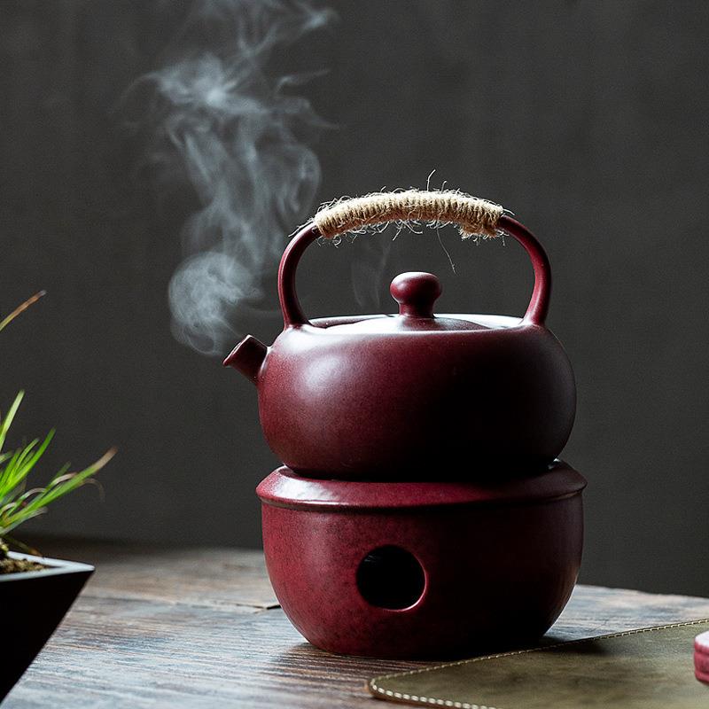山楂红煮茶壶酒精烧水壶中式茶壶套装家用户外干烧煮茶器陶瓷茶壶