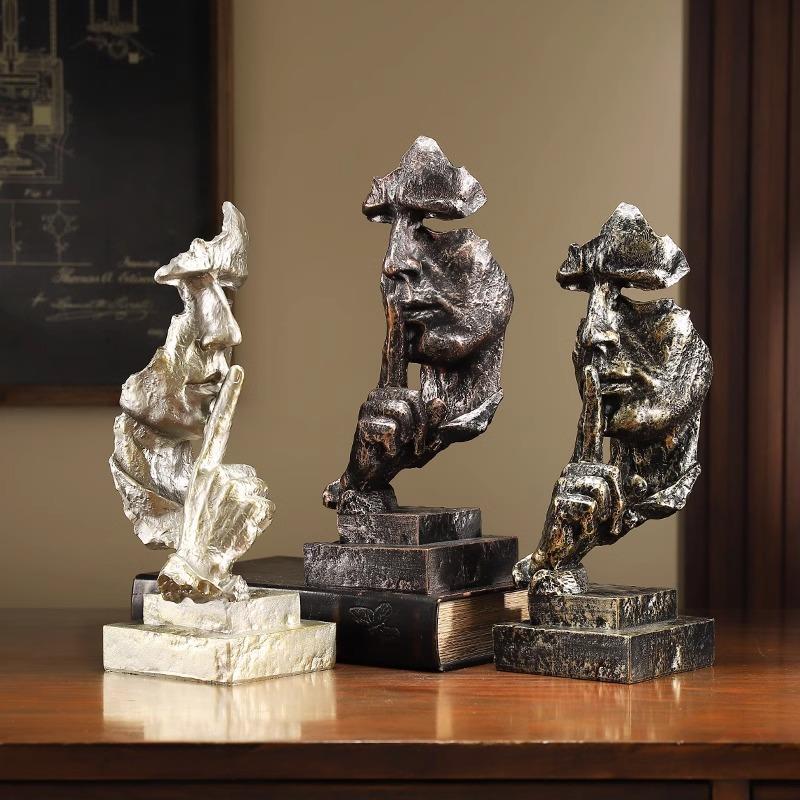 酒默是金人工艺品摆件客厅电视柜柜家居饰品树脂北物欧美沉式摆件
