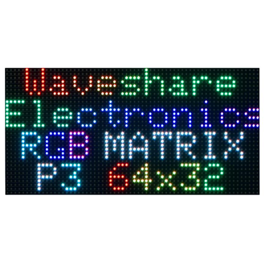 RGB全彩LED点阵显示屏64×32亮度可调 板载2048个RGB LED 3mm间距
