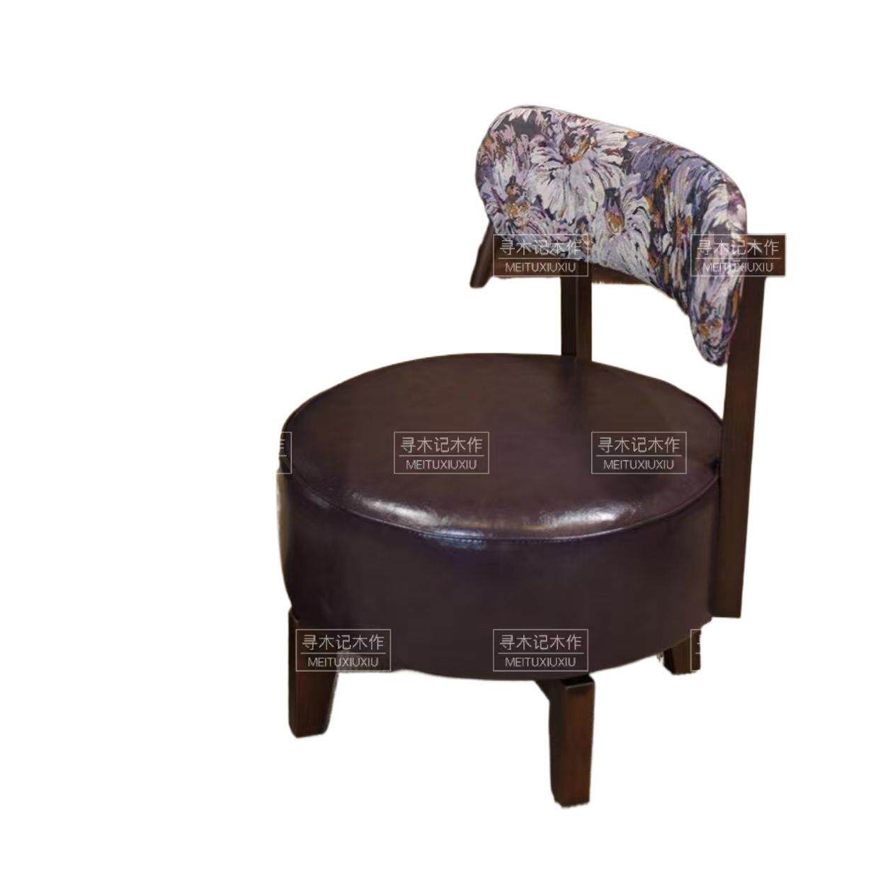 实木旋转大沙发家用客厅沙发凳靠背软包休闲椅卧室单人网红休闲s^