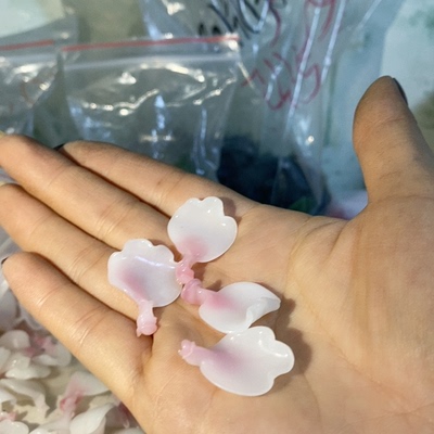 老料器花瓣发簪材料淡粉变白海棠20片F123