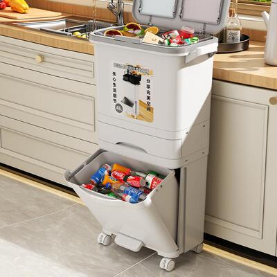 房垃圾家用202HP-11176厨新款带盖层一体大容量厨桶余干湿分离双