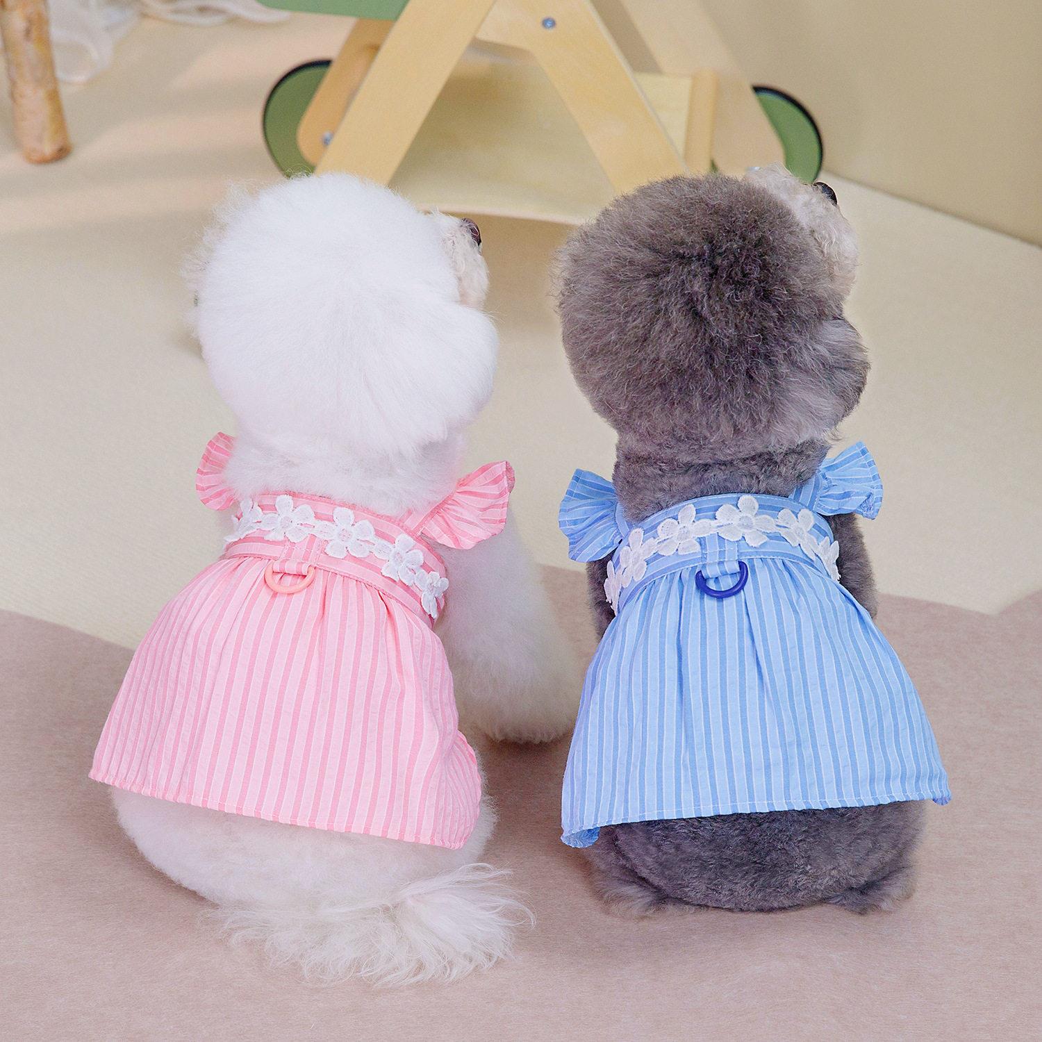 宠物狗狗衣服宠物服装春夏比熊泰迪宠物公主裙24竖条娃娃裙