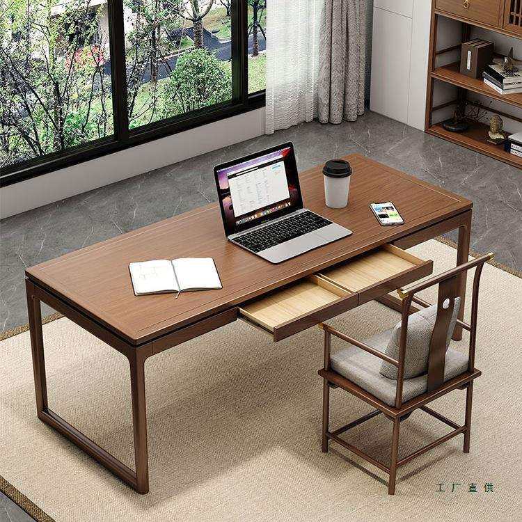 新中公式实木书桌书法桌家用老榆木卧作室办桌书字985房写书画桌