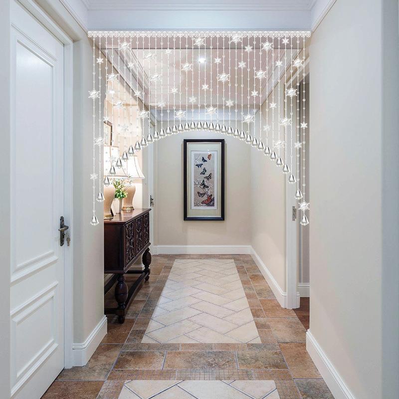 玻璃水晶珠帘门帘装饰鞋柜客厅卧室卫生间玄关成品帘雪花片免打孔