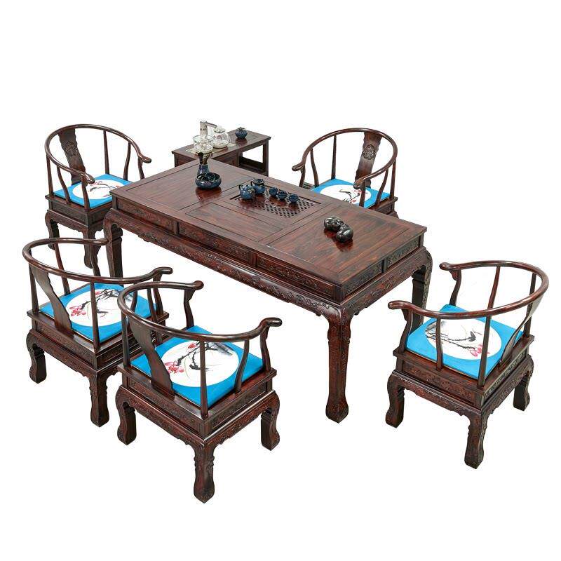 红木茶桌印尼黑酸枝阔叶黄檀金狮泡桌椅组合古典家具中式功夫茶台