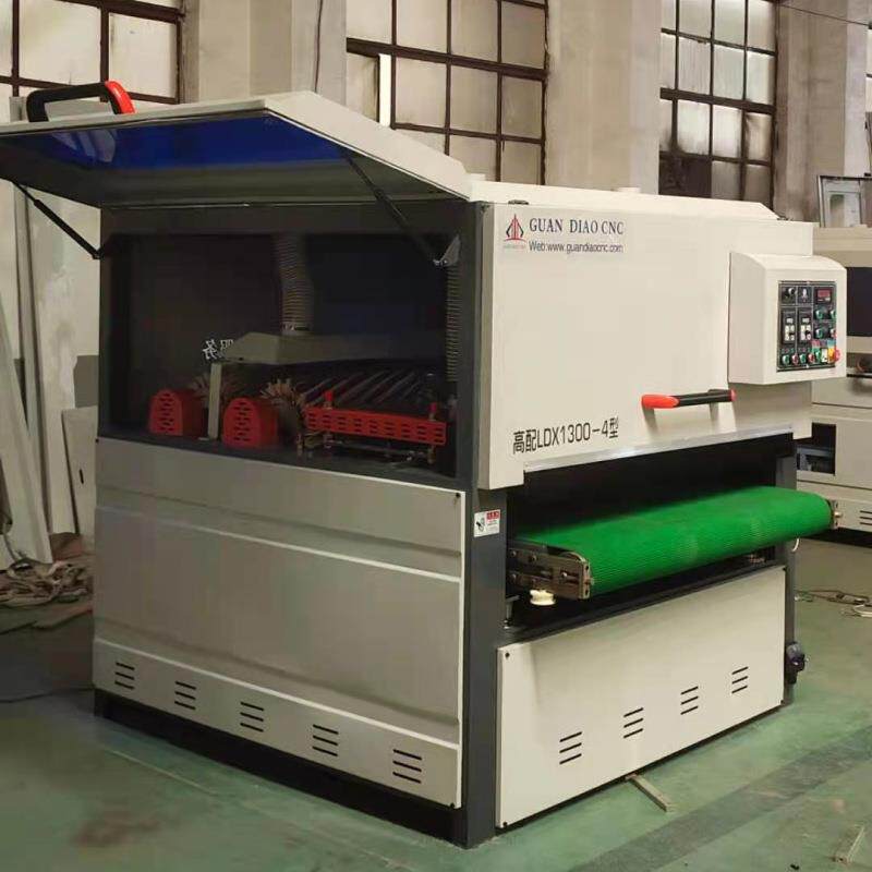 全自动异型抛光机大型木工机械橱柜门板底漆白茬异型打磨机设备