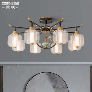 新中式 餐厅吊灯中国风设计师卧室铜灯 吸顶灯全铜客厅主灯现代中式