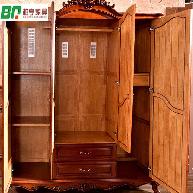 欧式实木 美式四门衣柜卧室整体平拉门衣橱高档奢华进口橡木衣柜