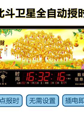 北极星大字体客厅电子挂钟万年历多功能温度夜光闹钟挂墙钟表石英