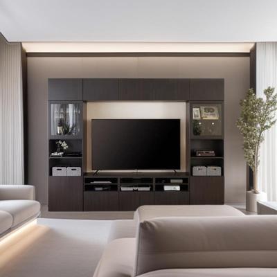 电视柜玻璃橱柜BESTA贝达现代简约电视柜子组合视听设备储物收纳