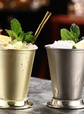 薄荷朱丽普杯金属鸡尾酒杯特调金属杯 卷边莫吉托Mint Julep Cup