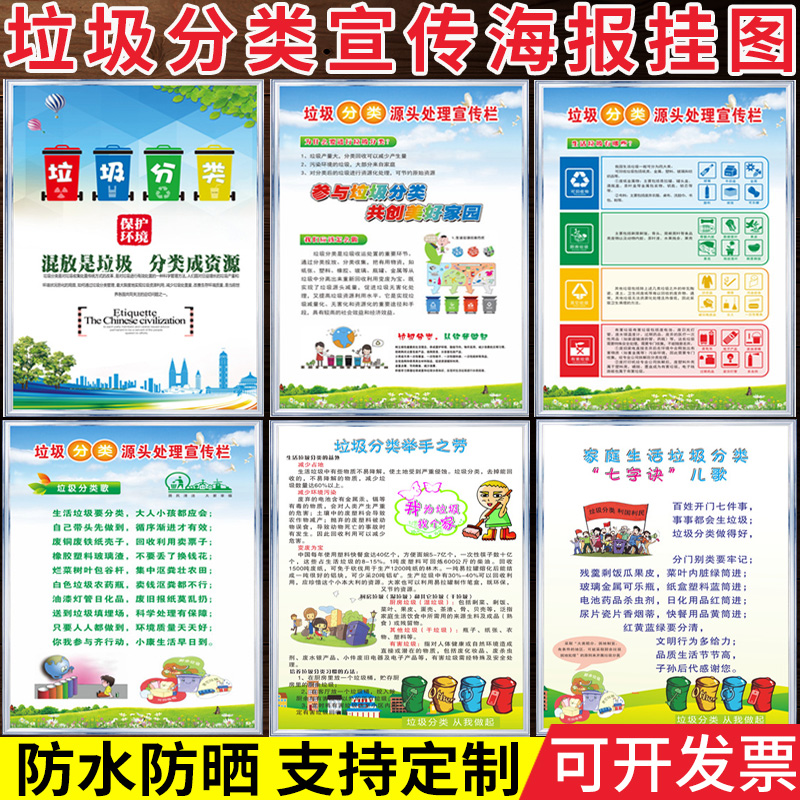 上海小区物业管理垃圾分类宣传栏海报标语图片挂图标识贴纸垃圾桶
