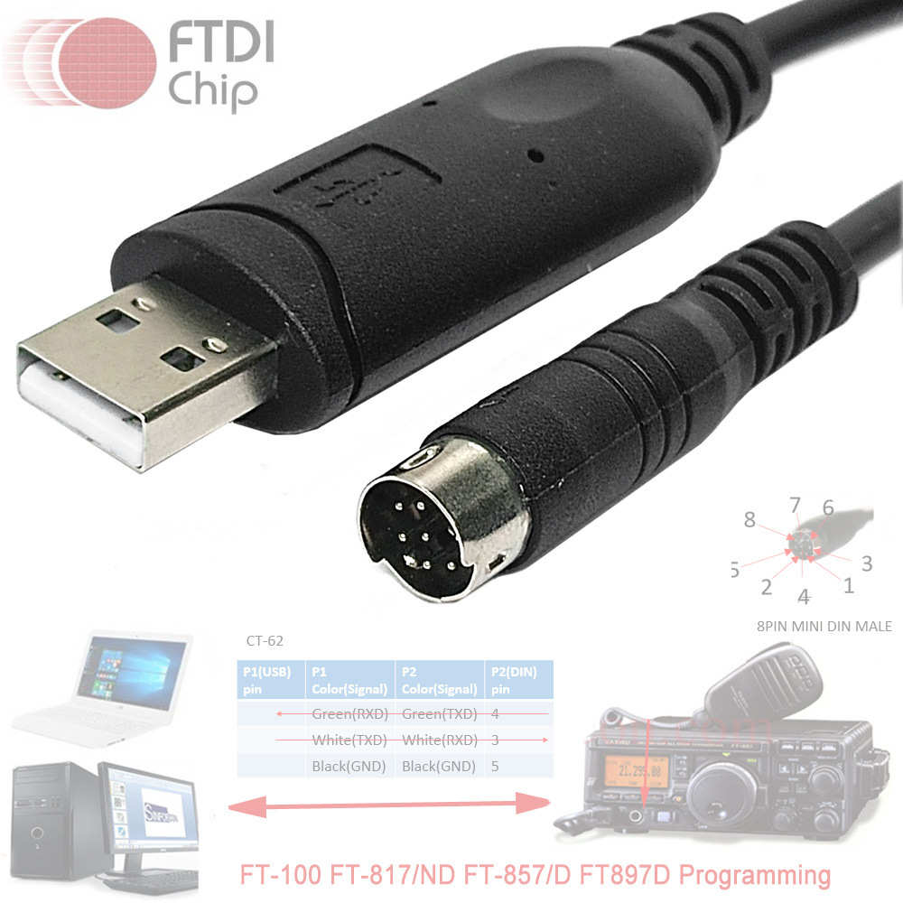 Yeasu 八重洲 对讲机 FT 100 817D 857 897 MD8P写频 编程线 CT62