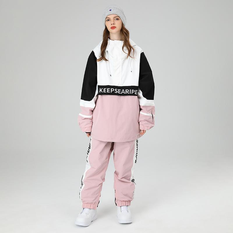 新品OVERSIZE宽松嘻哈版型滑雪服套装单板双板女防水滑雪衣裤男
