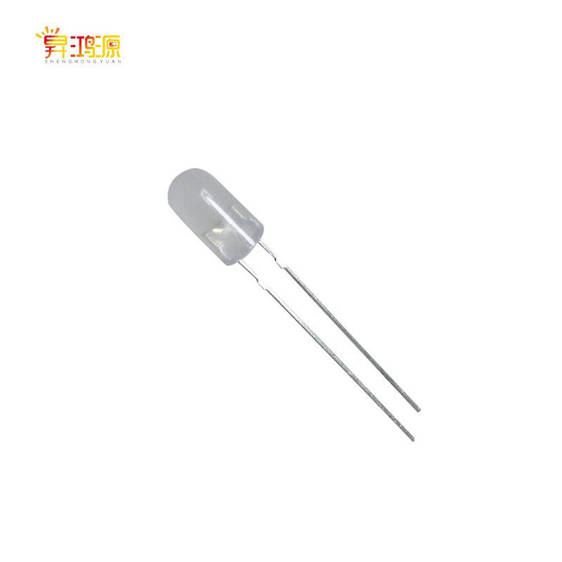 5mm/F5无边圆头透明雾状 LED发光二极管 直插灯珠 白光白灯红蓝绿