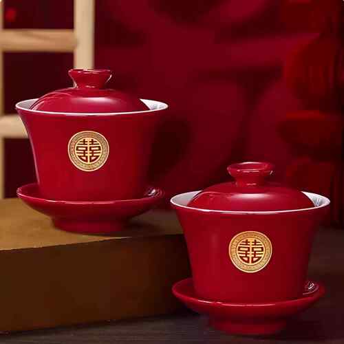 婚庆用品喜庆敬茶杯结婚送礼改口喜杯陪嫁茶具用品对碗