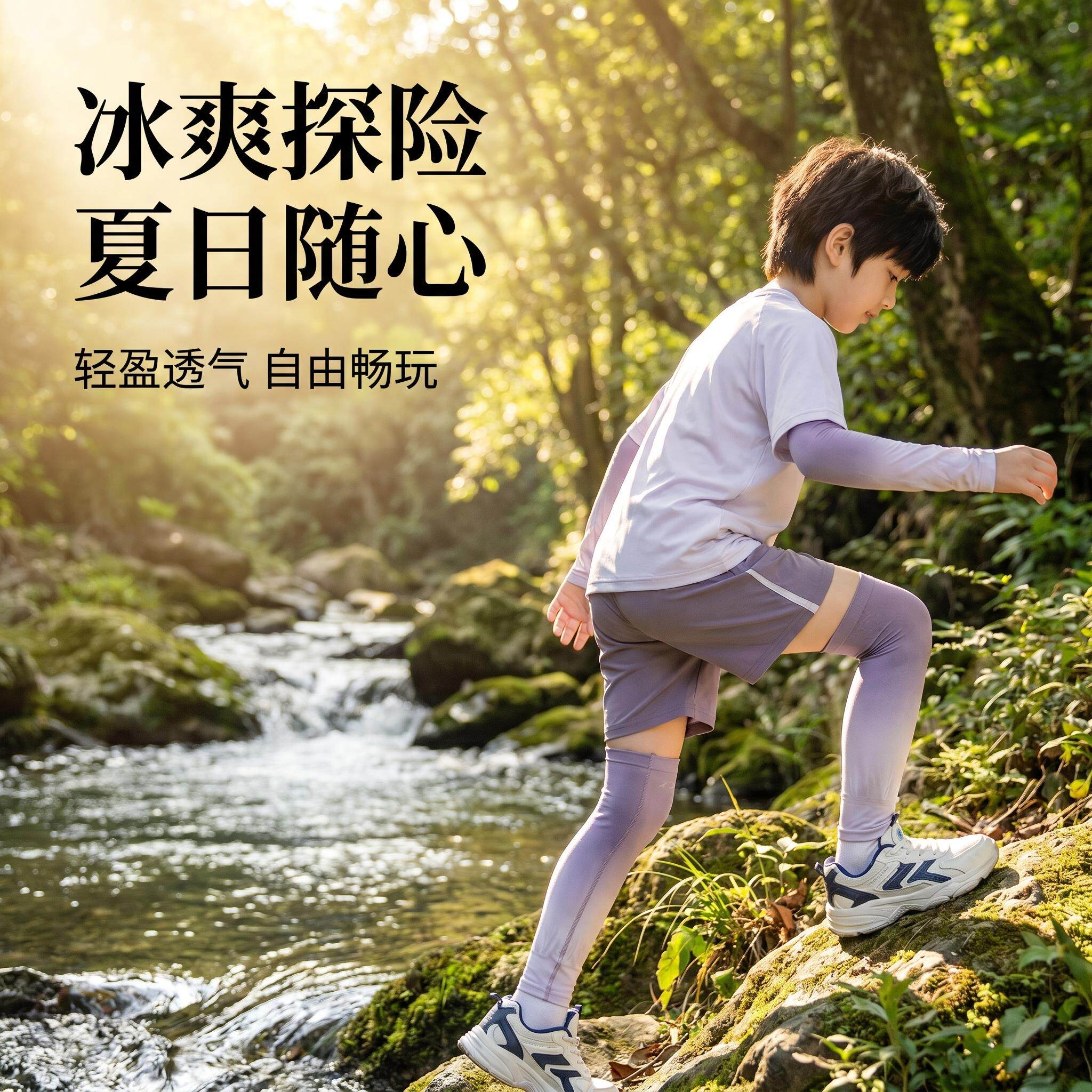 腿套夏日防晒小腿脚套骑行遮阳儿童抗UV防蚊冰丝凉感男女宝宝图片