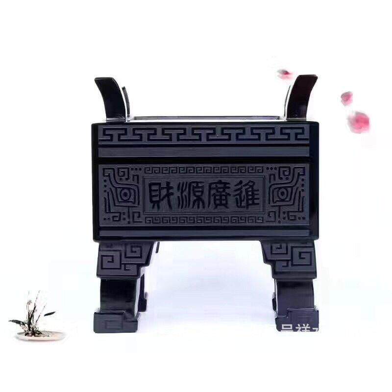 凤呈祥 厂供天然神农鼎黑曜石摆件 家居办公室风水摆饰