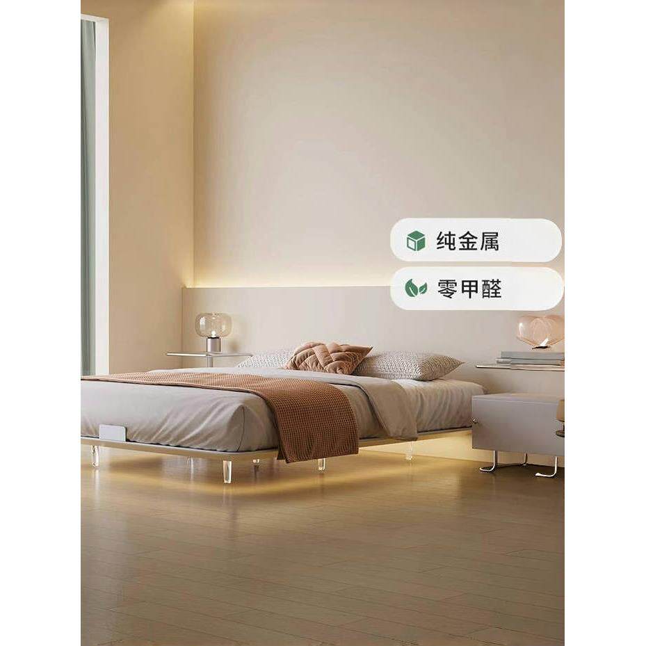 碳钢框架静音无噪音悬挂床法式覆古风格铁质床架小公寓卧室床