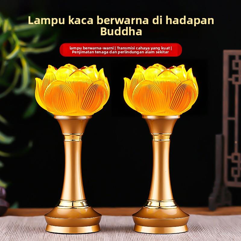 供佛灯一对家用充电莲花灯佛供灯led长明灯佛堂佛前供灯琉璃供灯