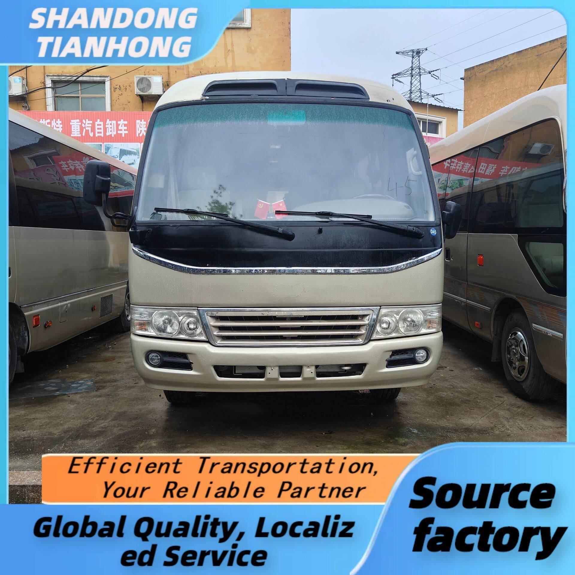 厂家出口非洲考斯特商务大巴车7.3米20+3座自动门可调动座椅