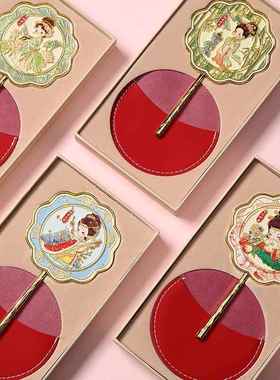 现货文旅桃花镜个性手持化妆镜定制方便携带四大美女镜子厂家