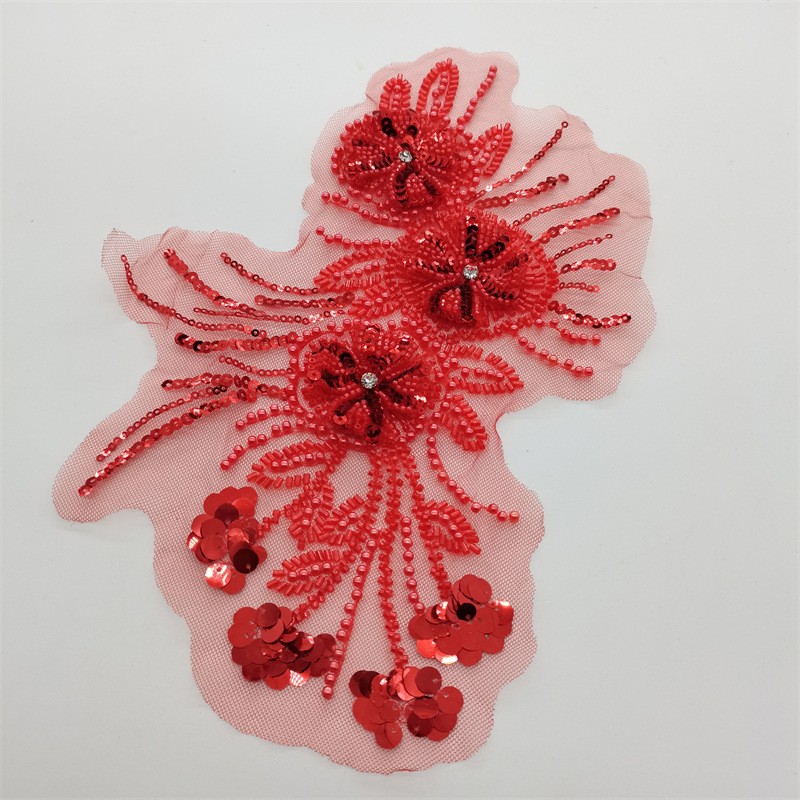 服装花边辅料手工diy新娘头饰婚纱衣服立体珠绣钉珠亮片蕾丝花朵