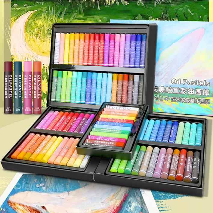 安美鲸重彩超软油画棒套装软性油画棒重彩油画棒马卡龙色系可立体