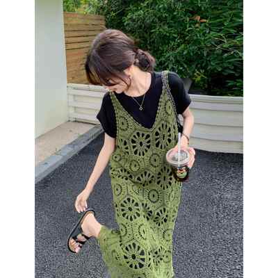 夏季配套全套黑色t恤连衣裙女式新吊带衬衫休闲宽松漂亮套装裙