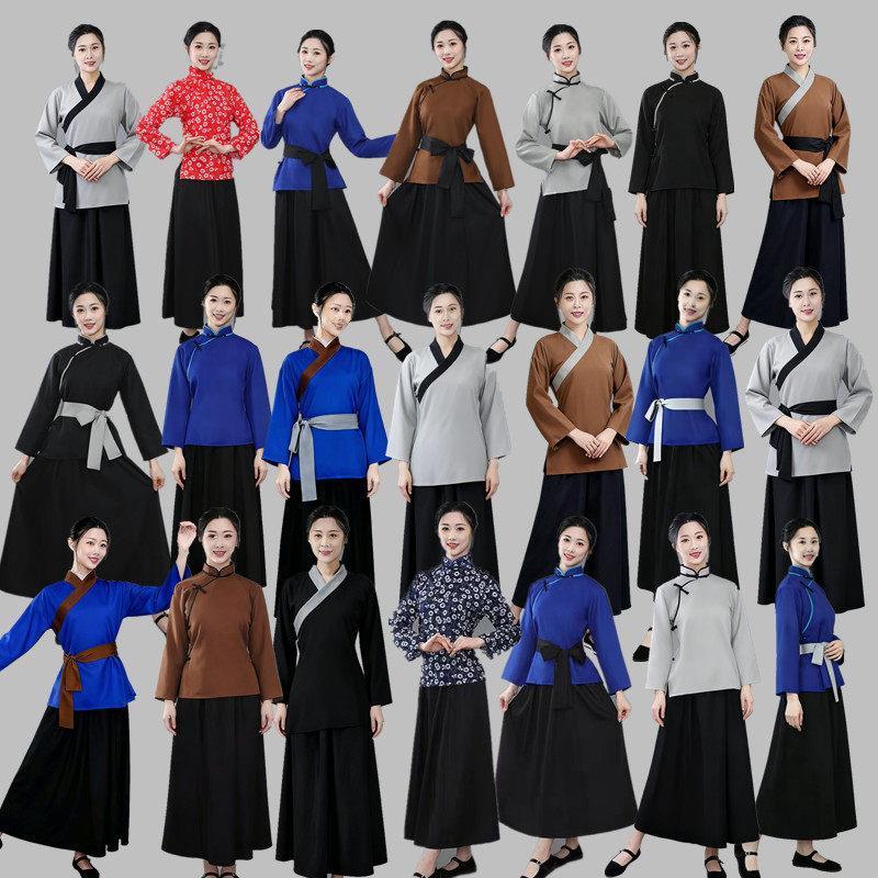 古装老太太汉服平民古代女孟母刘姥姥丫鬟丫鬟长裙套装女村民衣服