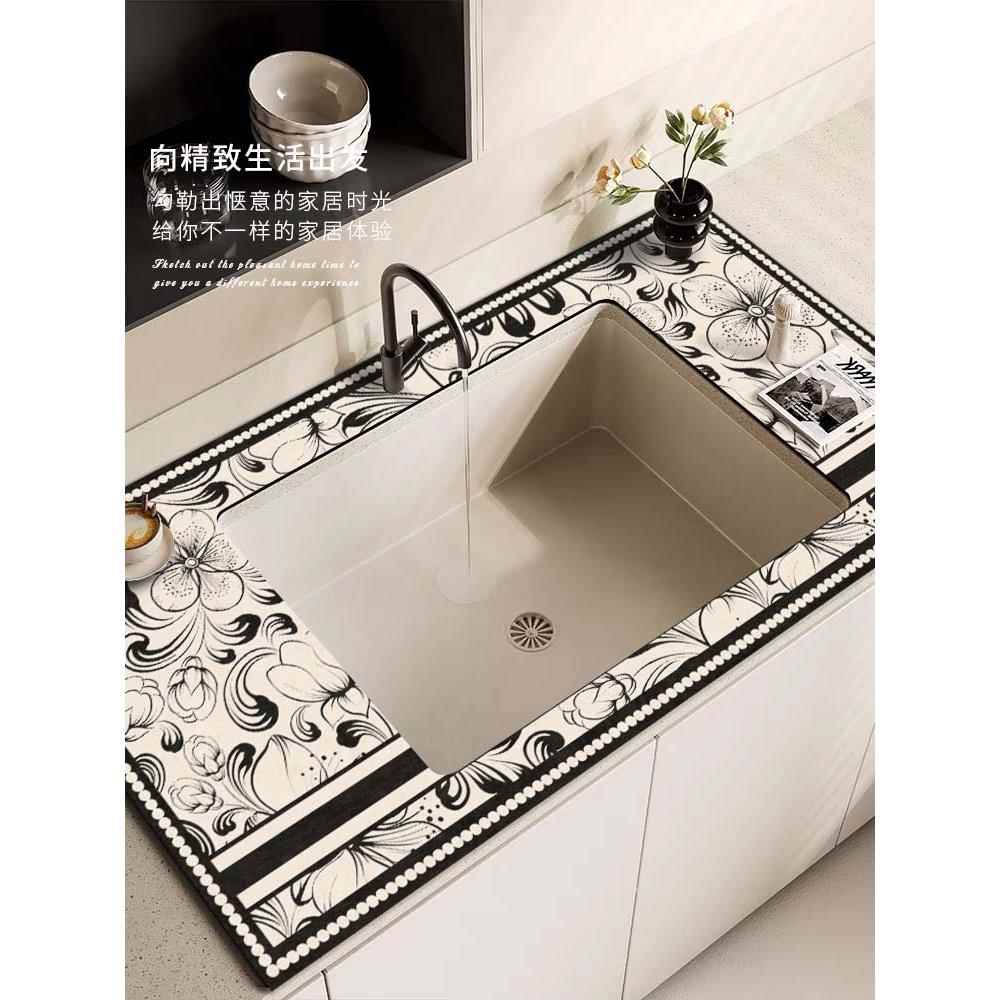 法式厨房沥水垫轻奢台面吸水垫洗手池防溅水保护垫防滑硅藻泥隔热