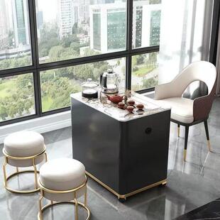 轻奢现代小型迷你阳台茶桌椅组合简约家用茶台功夫泡茶可移动茶车