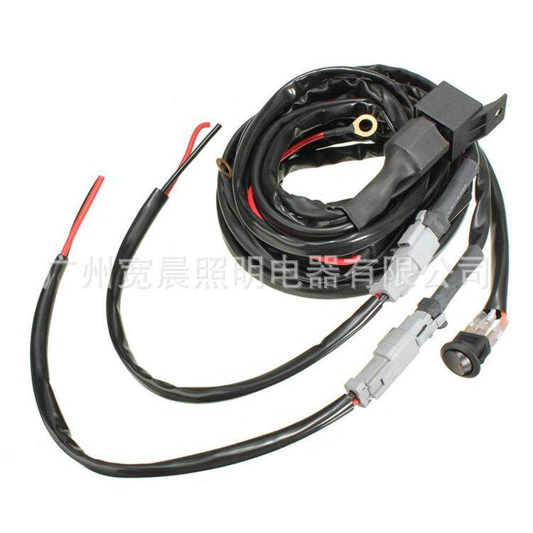 12V工作灯雾灯LED开关4针继电器40A保险 双线束套件射灯3米线束
