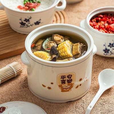 闽南溢汤炖盅食品级高端陶瓷带盖隔水炖内胆煲汤炖罐瓦罐家用蒸盅