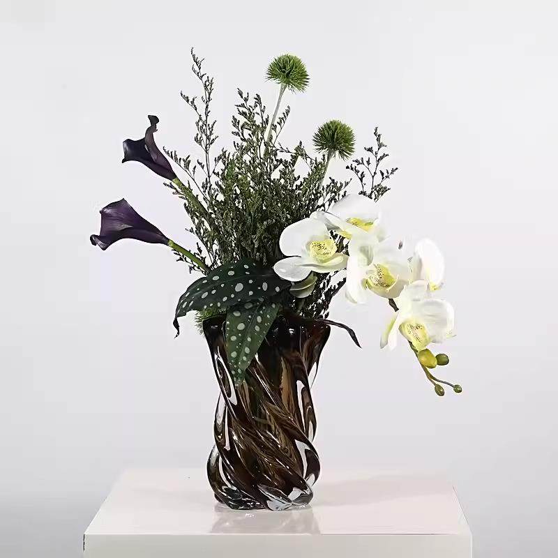 现代轻奢琉璃花器插花组合摆件样板房客厅茶几仿真花艺饰品桌摆花,纺织面料/辅料/配套,纺织机械配件,淘宝优惠券,粉丝福利购,淘宝优惠卷