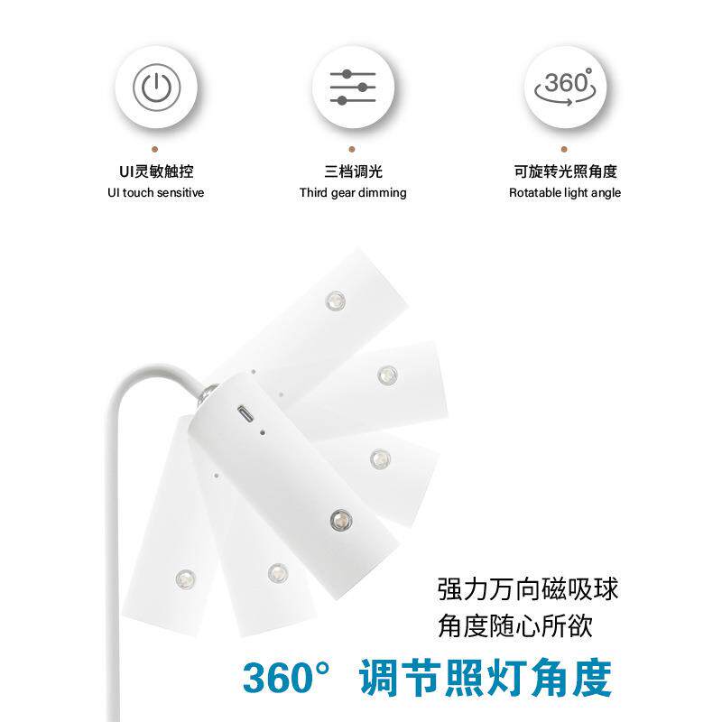三合一夹子台灯led夹式多功能阅读灯直播补光灯手电筒可调光图片