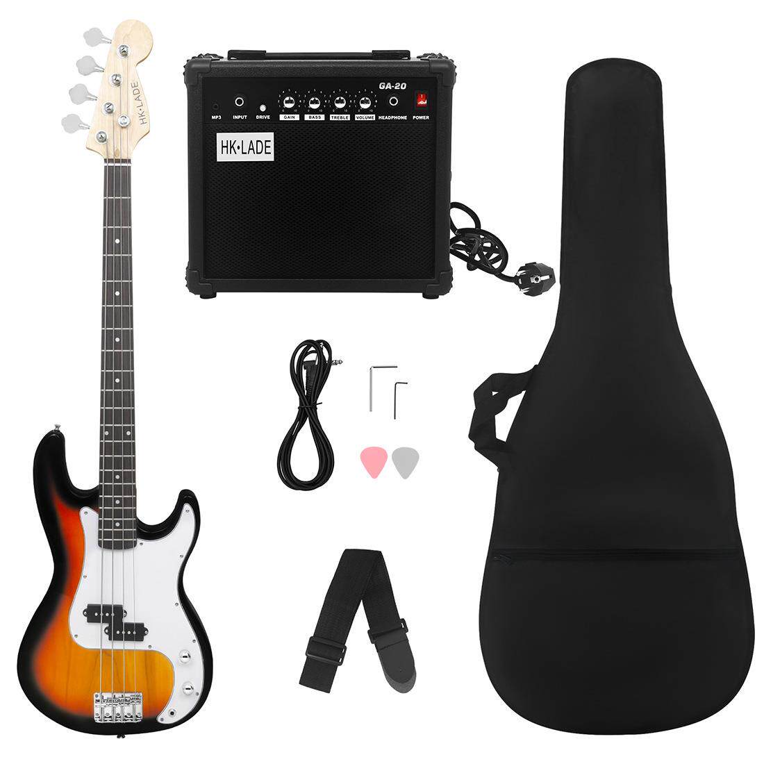 HK·LADE四弦电贝司套装4弦电贝斯学生入门摇滚乐器低音吉他贝
