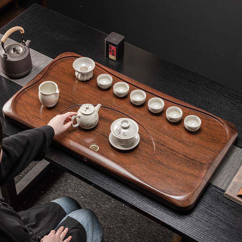 茶盘家用胡桃色实木茶台2024新款排水式轻奢现代一体式托盘