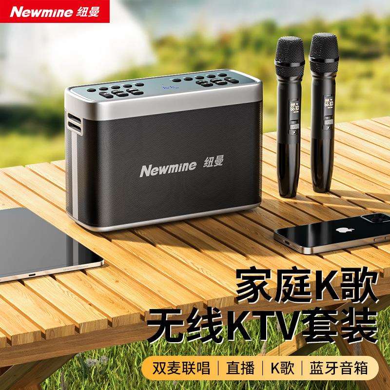 纽曼N505话筒音箱家庭ktv音响套装家用音箱手提双话筒K歌麦克风
