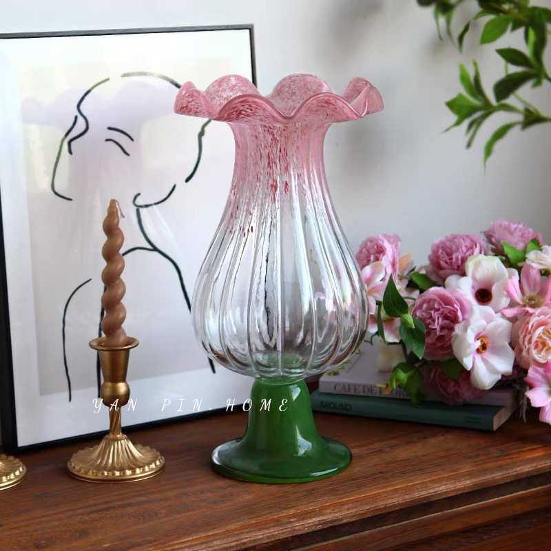 复古中古风灯花瓶高脚玻璃花器客厅电视柜餐桌欧式琉璃瓶装饰摆件,家居饰品,花瓶,淘宝优惠券,粉丝福利购,淘宝优惠卷