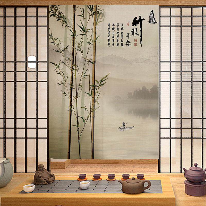 竹新闻和平新中式帘家庭卧室织断物半帘挡帘zhuzi02厨房门卫生间